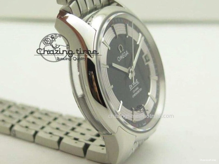 0401 De Ville Hour Vision Co-Axial 41mm SS V6F Best Edition Black Dial On SS Bracelet A BestValue 8277